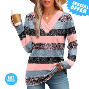 BRAND NEW WIHOLL Long Sleeve Tunic Top V Neck Button Down